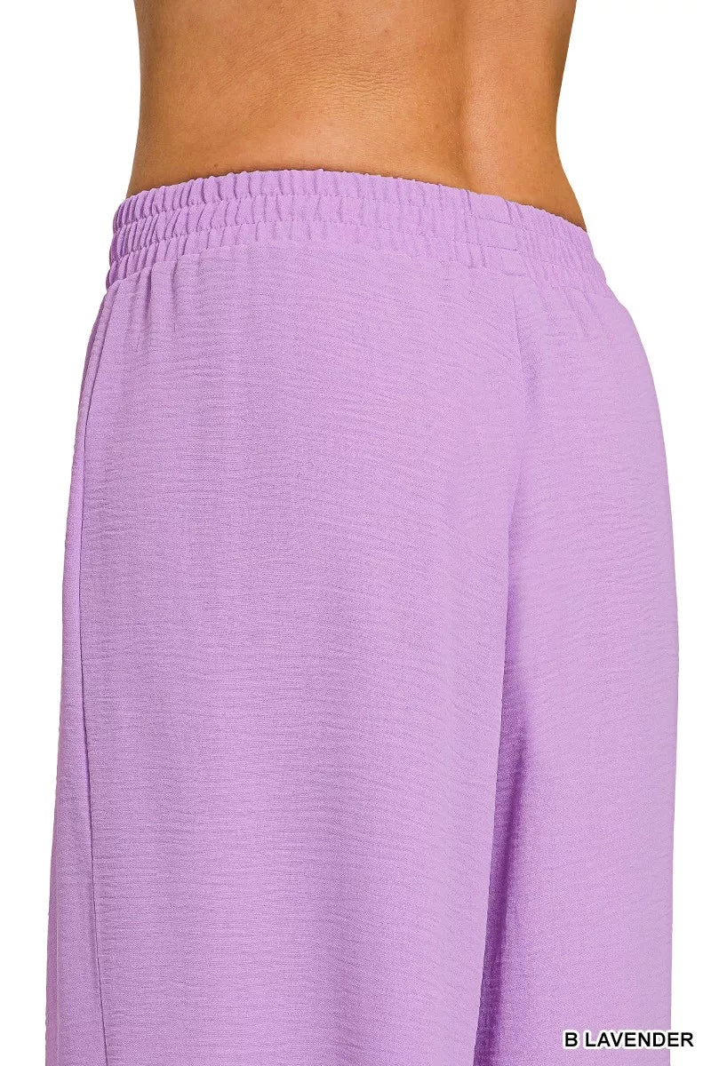 Zenana Woven Airflow Twisted Top & Wide Leg Pants Set