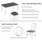 TOPMAX 6-Piece Wood Dining Table Set Kitchen Table Set with Upholstered Bench and 4 Dining Chairs, Farmhouse Style,Gray+White (old sku: SP000003AAK)