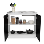 Napoles Utility Sink With Cabinet, Double Door, One Shelf -White / Black
