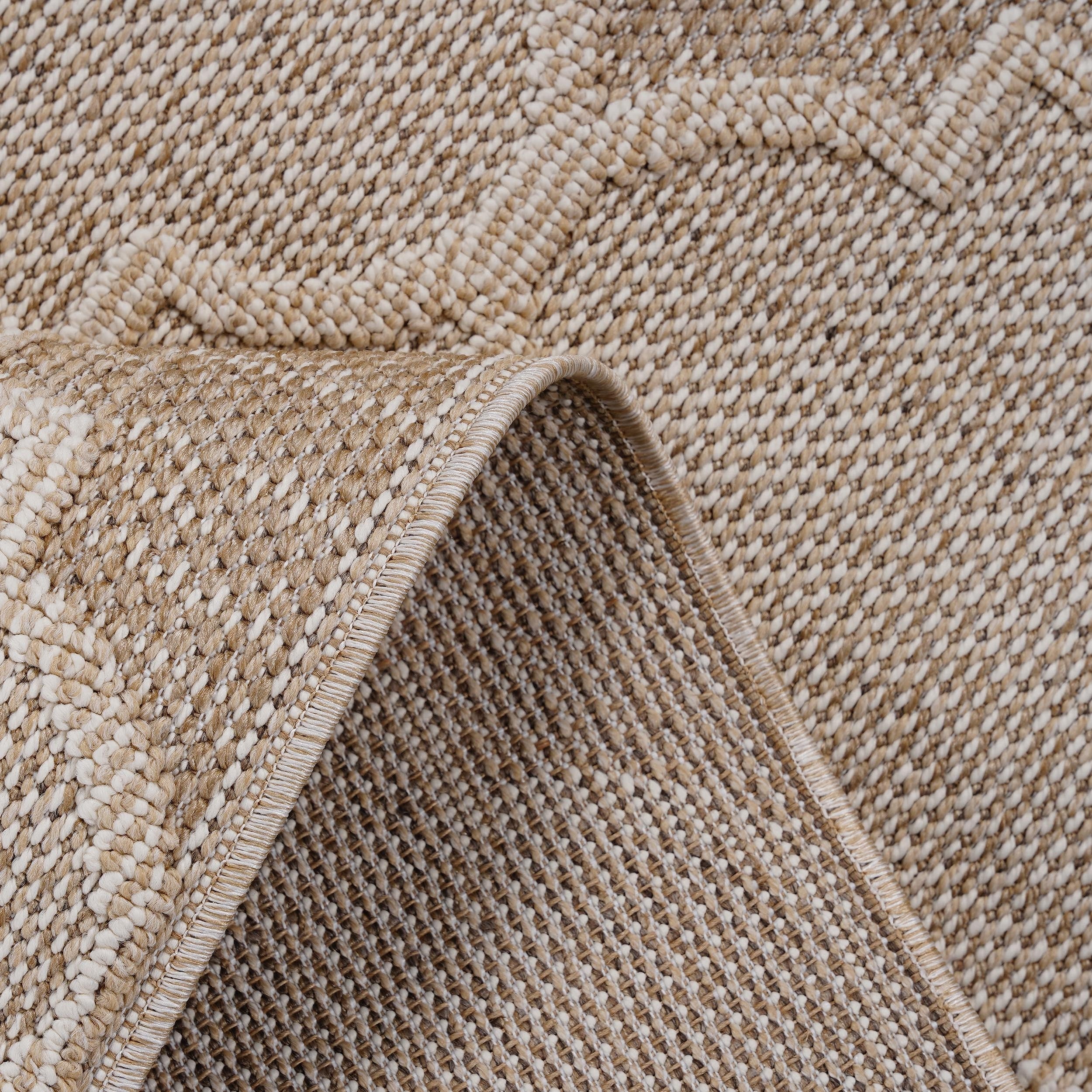 NAAR Guros Collection 2X8 Cream / Trellis Indoor / Outdoor Runner Rug