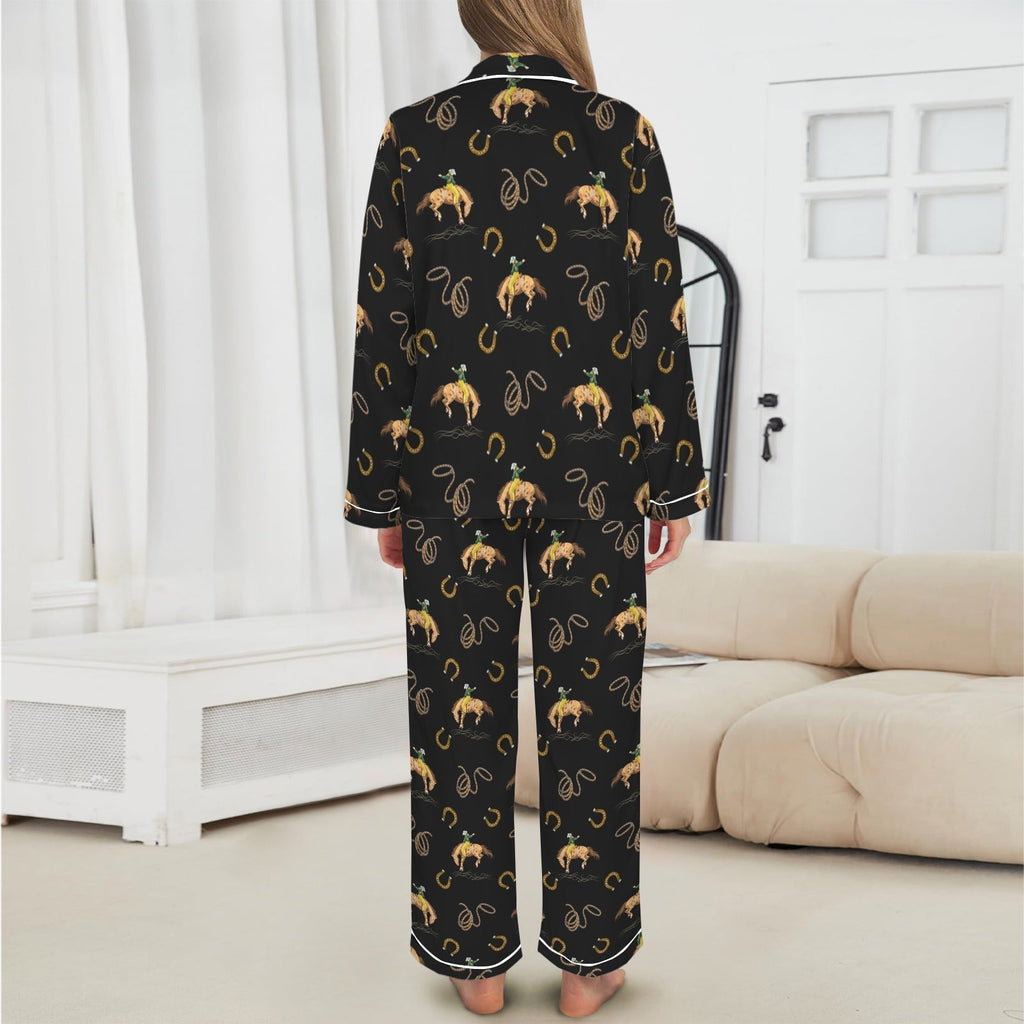 Baha Ranch All Cowboy Western Satin Long Pajamas Baha Ranch Western Wear