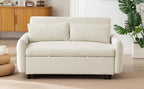 Modern Convertible Pull-out Sofa Bed with USB Ports and Pillows, Beige Corduroy, 57.48 inches