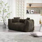Cozy Beanbag Chair with High Resilience Foam Core for Two - Olive Green Chenille, 66x35x25 inches