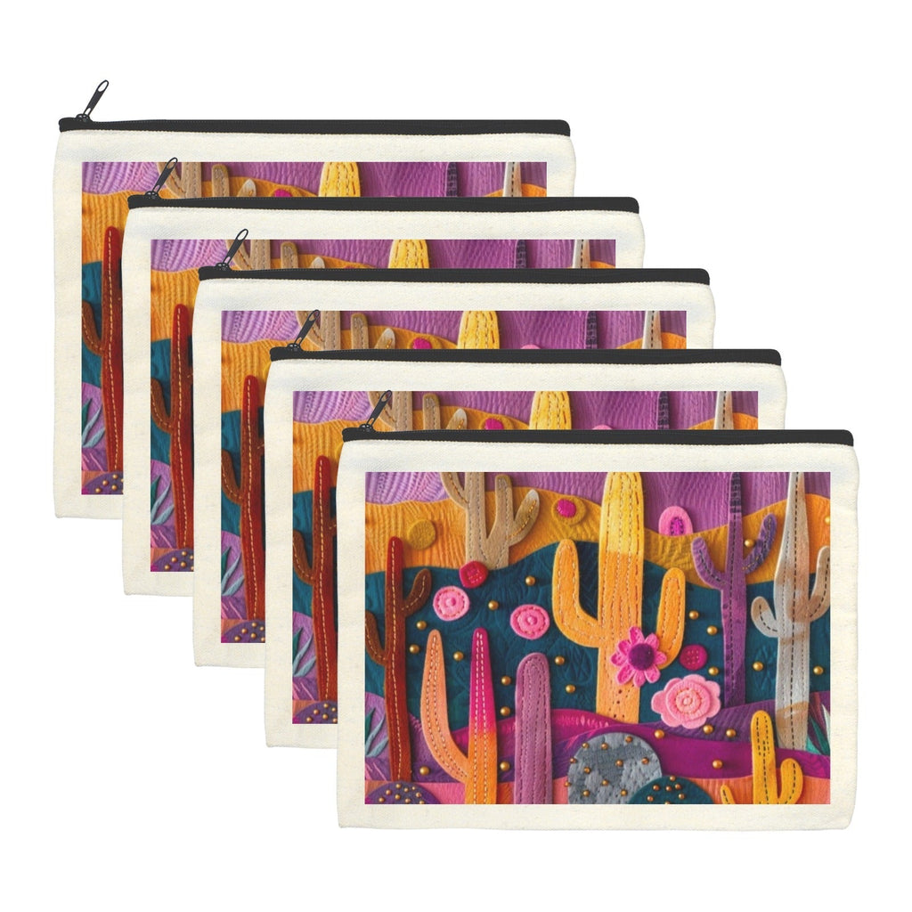 Printed Cactus Cosmetic Bag Pack of 5 Made in America Baha Ranch Western Wear