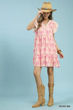 Umgee Mix Printed Flutter Sleeve Dress