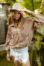 BiBi Half Zip Vintage Washed Fleece Pullover