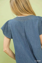 Umgee Cap Sleeve Denim Top