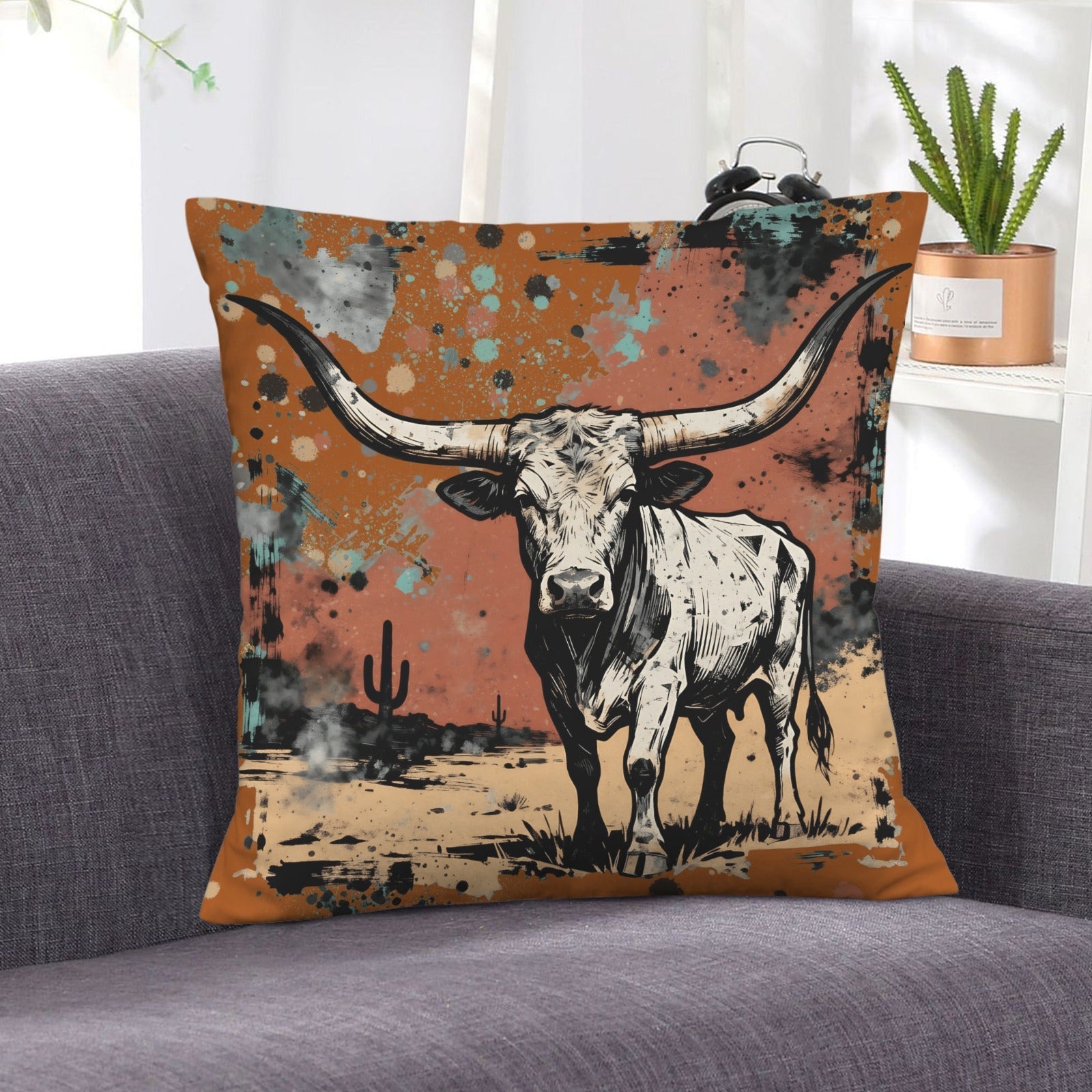 Baha Ranch Lonesome Longhorn Velvety Soft Pillow Case Made in America Baha Ranch Western Wear