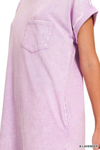 Zenana Premium Cotton Washed T-Shirt Dress