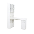 L-Shaped Corner Computer Desk  for Home Office or Study desk, Study Modern Style Table with Drawers, Bookshelf & Hutch, 2-in-1 L-Shaped Design, Large Working Space,white