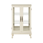 2 Doors Curio Cabinet with Tempered Glass Doors, Curio Cabinets with Mirrored Back Panel and Adjustable Shelves, Lighted Display Cabinet for Home, Office Light Bulb Included White
