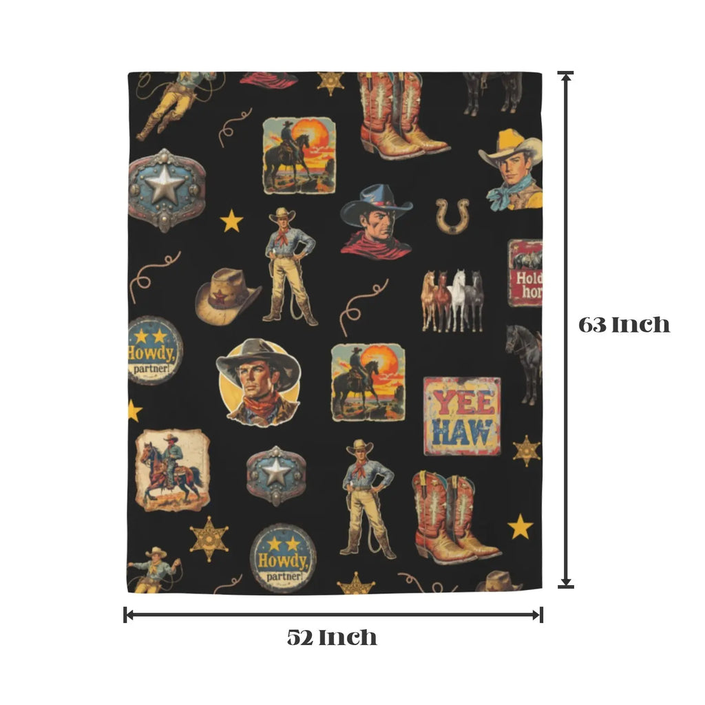 Vintage Cowboy Collage Western Curtains 52" x 63" Made in America Baha Ranch Western Wear