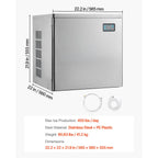 Commercial Ice Maker Machine - Head, 450 Lbs/Day Stainless Steel Ice Machine with Scheduled Ice-Making, Self-Cleaning, Adjustable Thickness, Ideal for Restaurant Bar Cafe Hotel - Head Only