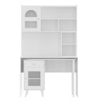 Computer Desk with 90 Degree Rotating Desktop, 43x70 Inch Office Desk with Storage Drawer and Cabinets, Gaming Desk with Shelves, Writing Desk for Study, Work Desk for Home (Old SKU:N733P279101K)