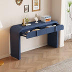 TREXM Modern Console Table with 2 Storage Drawers, Fluted Entryway Table with Rounded Silhouette for Hallway Living Room and Entryway (Navy Blue)