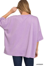 Zenana Scuba Round Neck Top With Side Slits