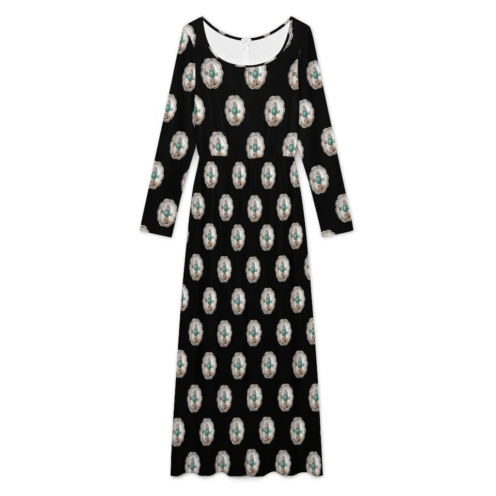 Baha Ranch Turquoise Silver Concho Long Sleeve Jumpsuit Baha Ranch Western Wear