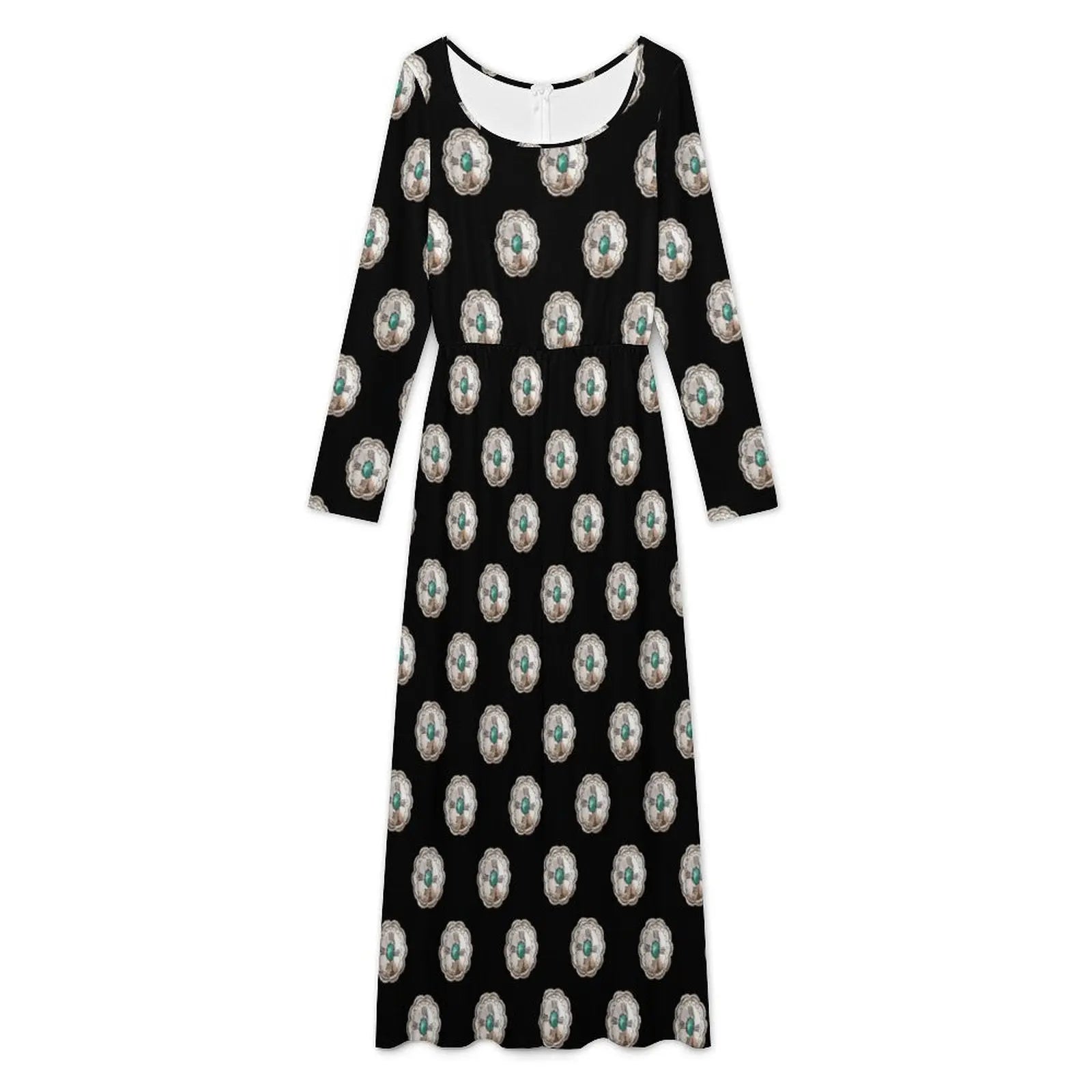 Baha Ranch Turquoise Silver Concho Long Sleeve Jumpsuit Baha Ranch Western Wear