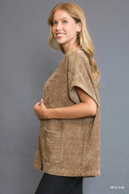 Umgee Open Front Knit Cardigan with Front Pockets
