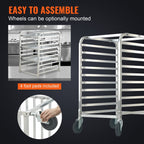 Bun Pan Rack, 10-Tier Commercial Bakery Racks with Brake Wheels, Aluminum Racking Trolley Storage for Half & Full Sheet, Speed Rack For Kitchen Home, Bread Baking Equipment, 26'L x 20.3'W x 39'H
