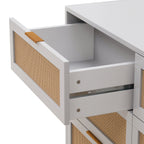 43.31'6-Drawers Rattan Storage Cabinet Rattan Drawer,for Bedroom,Living Room,White