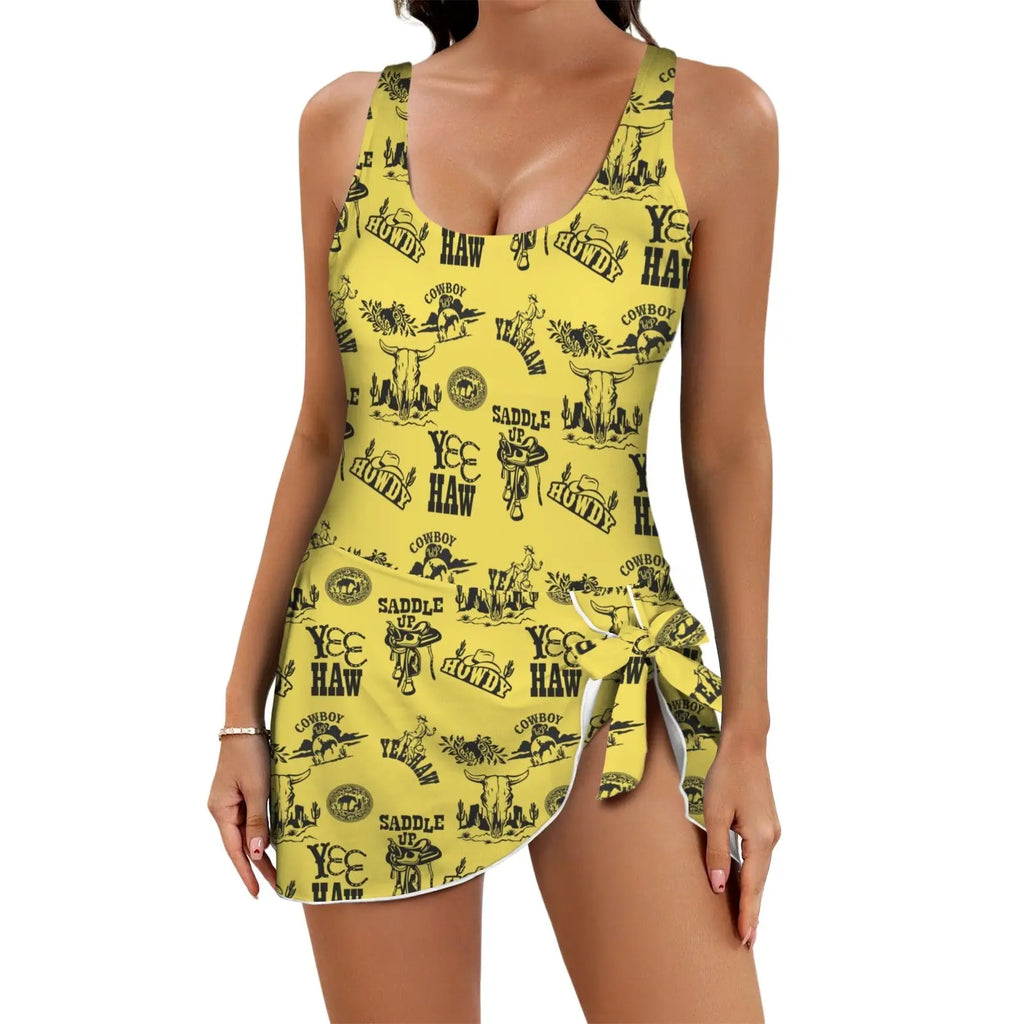 Baha Ranch Cowgirl Graphics Skirted One Piece Swim Suit Baha Ranch Western Wear