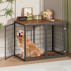 47'' Dog Crate Dog Cage Furniture with 3 Doors,for Large & Medium Dogs.Rustic Brown