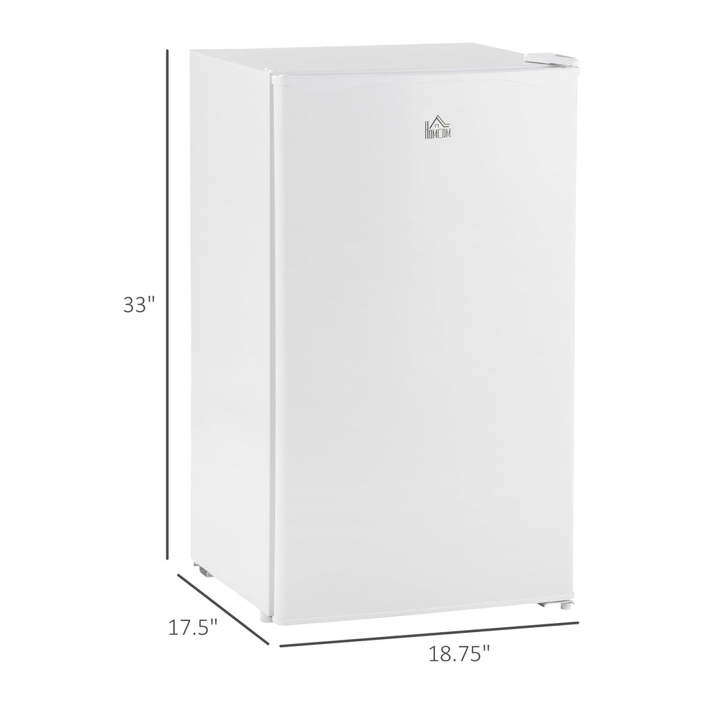 3.2 Cu.Ft Mini Fridge with Freezer, Single Door Compact Refrigerator with Adjustable Thermostat, Shelf and Reversible Door for Bedroom, Dorm, Home Office, Energy Efficient, White