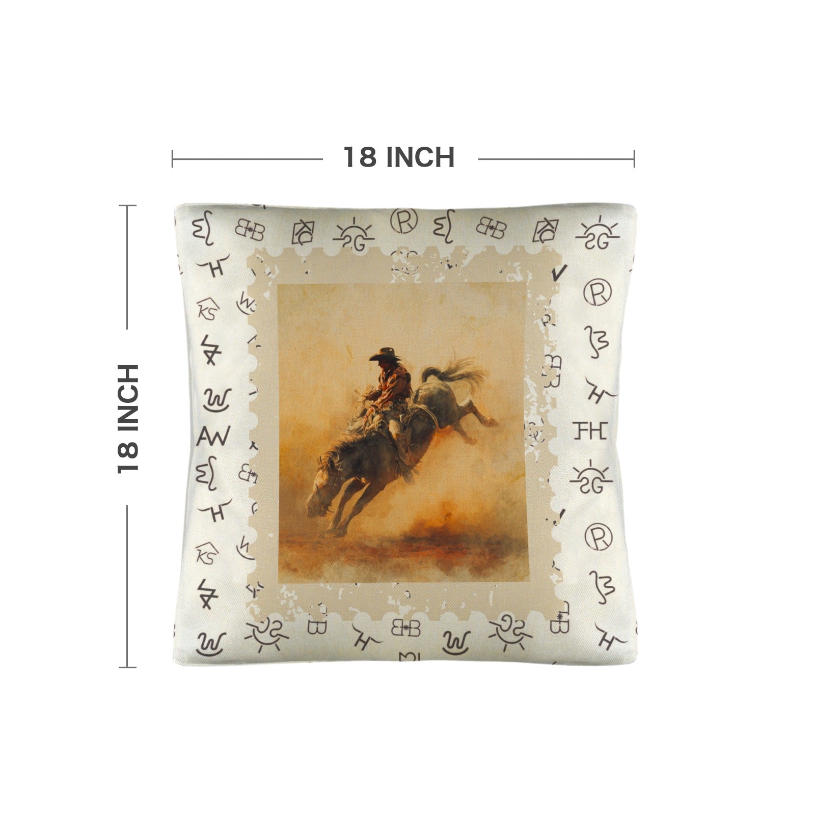 Baha Ranch Vintage Rodeo Stamp Throw Pillow Made in America Baha Ranch Western Wear
