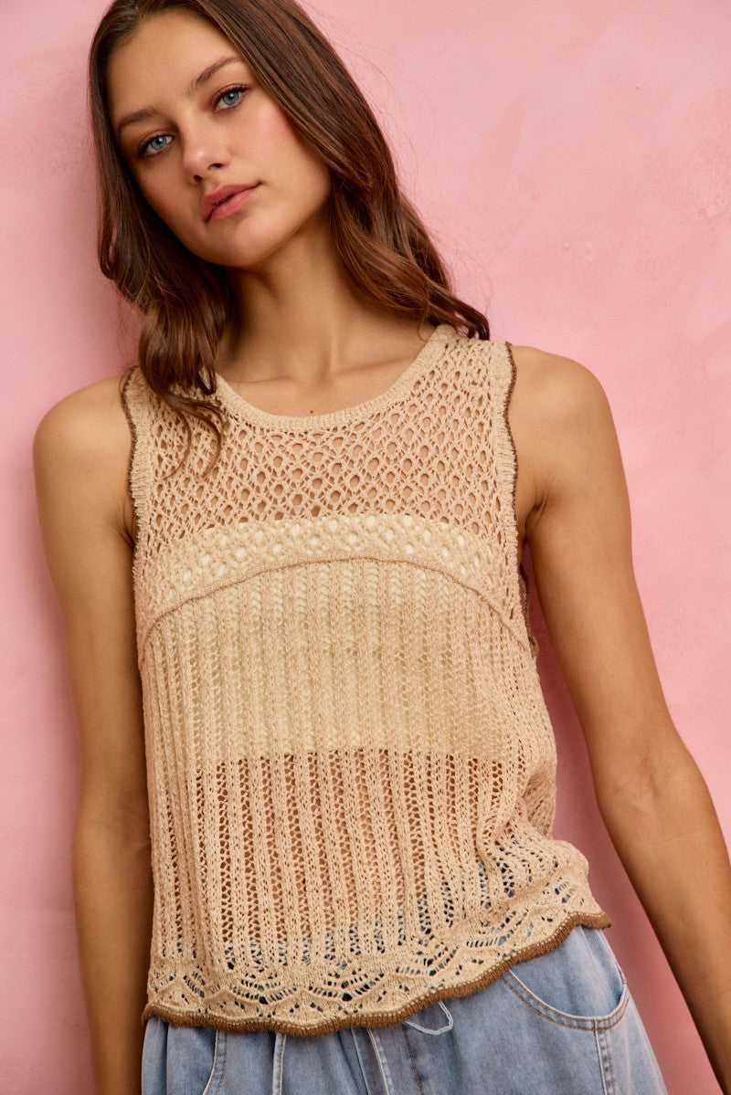 SO ME Crochet Lace Light Weight Sweater Vest