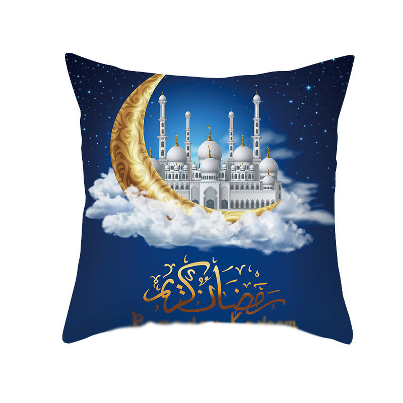 Home Fashion National Style Peach Skin Velvet Printed Cushion Cover