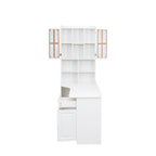 L-Shaped Corner Computer Desk  for Home Office or Study desk, Study Modern Style Table with Drawers, Bookshelf & Hutch, 2-in-1 L-Shaped Design, Large Working Space,white