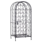 HOMCOM 35 Bottle Wrought Iron Wine Rack Cabinet with Lock - Black