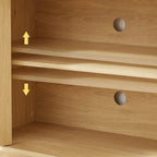 Modern Wavy TV Stand, Rounded Sideboard with Storage, Natural Particleboard and MDF, 64''W x 15''D x 24''H