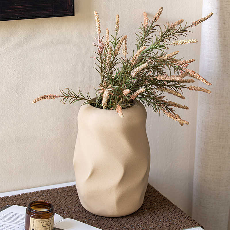 Frosted Ceramic Decoration Green Plant Dried Flower Vase Slightly Flaw