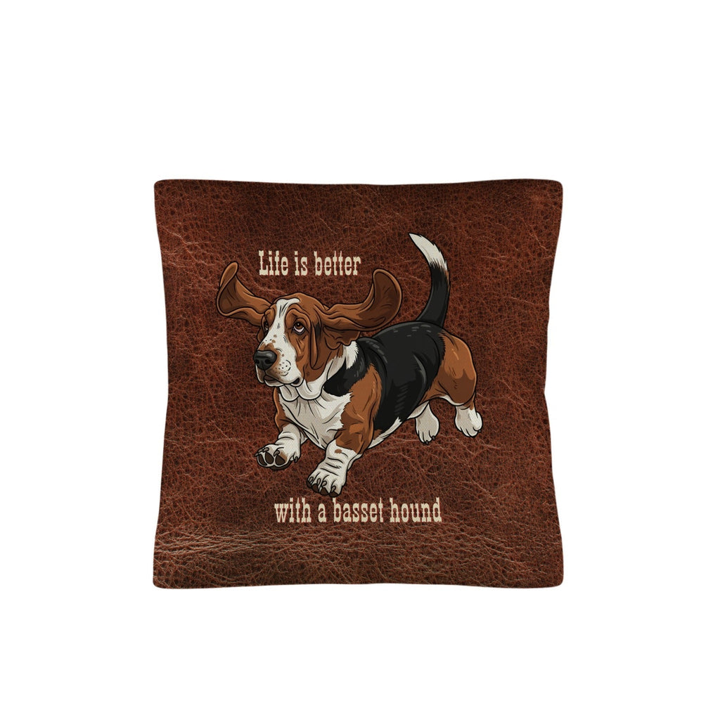 Baha Ranch Basset Hound Life is Better Throw Pillow Case Made in America Baha Ranch Western Wear