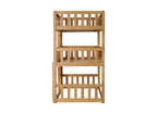 Twin Size Triple Rubber Wood Bunk Bed, with Ladders, Guardrails Detachable Bunk Bed, Twin over Twin over Twin,Natural