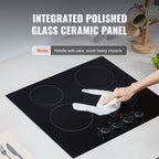 Built-in Electric Cooktop Radiant Ceramic Cooktop 4 Burners 23.2x20.5 inch