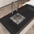 Stainless Steel Kitchen Sink, 18″x18″ Single Bowl, Undermount HandmadeSink in Brushed Nickel, with US Standard Drain and Hook, LS-SSBR07