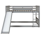 Masonstine Full over Full Bunk Bed with Slide and Ladder, Grey