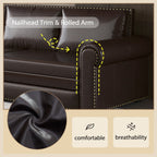 93.7 ' Pull Out Sofa Bed, 3-in-1 Faux Leather Convertible Sleeper Sofa with Nailhead Trim & Rolled Arm,Multi-Functional Sofa Bed for Living Room,Bedroom,Apartment,Office
