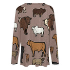 Baha Ranch Western Print Cows Cattle Long Sleeve Top Baha Ranch Western Wear