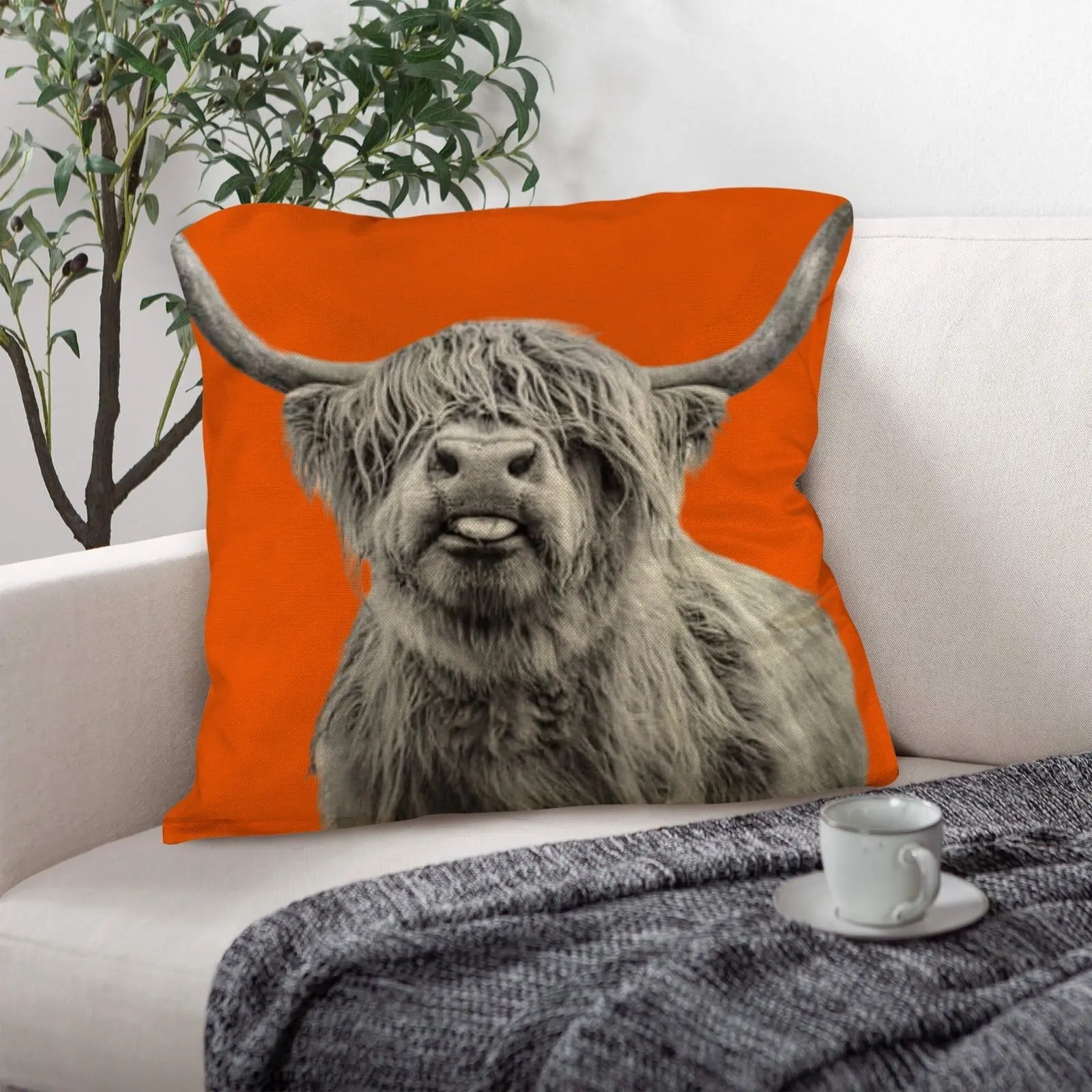 Silly HIghland Throw Pillow Case Made in America Baha Ranch Western Wear