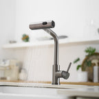 360° Rotation Pull-Down Kitchen Faucet with 3 Spray Modes -Gun Grey /Stainless Steel High-Arc Sink Faucet