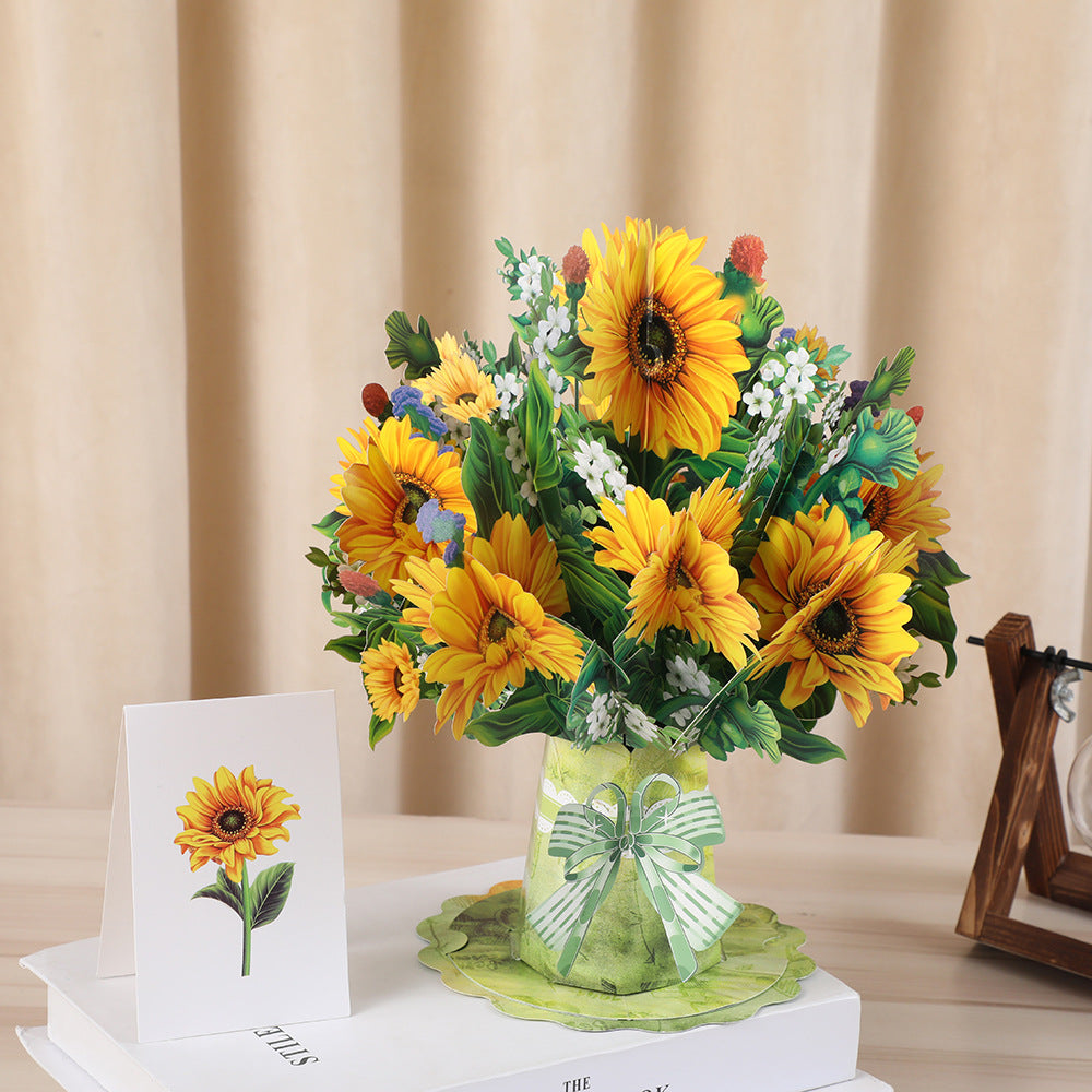 3d Stereoscopic Greeting Cards Creative Bouquet Stereoscopic Greeting Cards