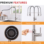 Touchless Kitchen Faucet,Hands Free Automatic Smart Kitchen Faucet Black Smart Kitchen Faucet