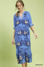 Umgee Floral Belted Midi Dress