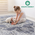 NAAR PAYAS Collection 5X7 Cream / Blue / Medallion Area Rug