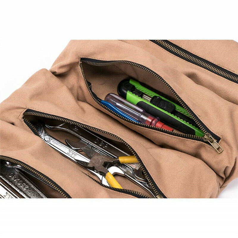 Multifunctional roll up hanging canvas storage bag