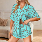 Baha Ranch Turquoise Horseshoe Women's Pajama Set Made in America Baha Ranch Western Wear